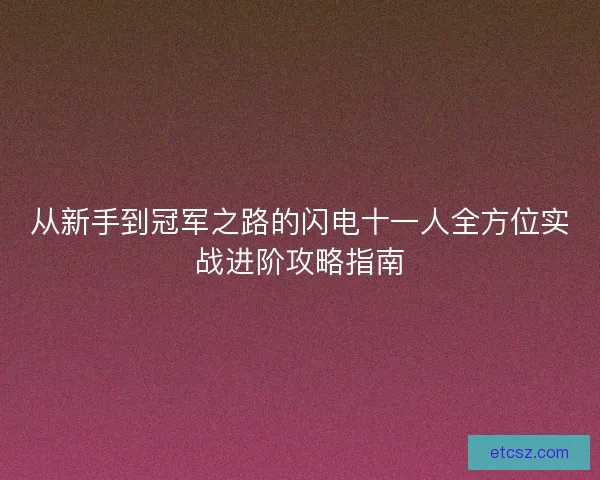 从新手到冠军之路的闪电十一人全方位实战进阶攻略指南
